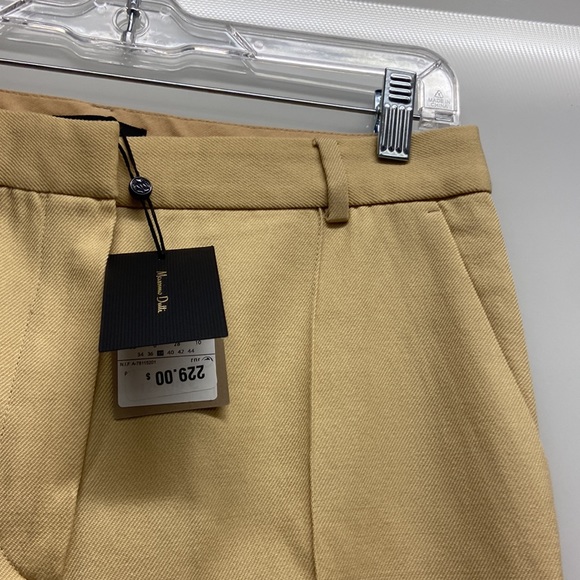 New Massimo Dutti Wool Suit Trouser Pants With Central Seam Tan Cream - Picture 5 of 13